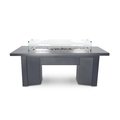 The Outdoor Plus 48 Rectangular Alameda Fire Table - Powder Coated Metal - Gray - Match Lit - Liquid Propane OPT-ALMPC48-GRY-LP